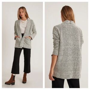 Marine Layer Birdseye Cardigan in Black/White Contrast